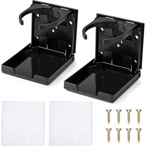 Porte-gobelet de Voiture Porte-gobelet Pliable Porte Boisson Réglable pour Voitures Camions Camping-Cars 2 Pièces Noir (1/5)