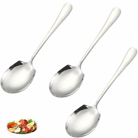3 Pièces Cuillère de, Acier Inoxydable, Long Manche 24 cm, Surface Miroir, pour Restaurant Buffet Hôtel (1/5)