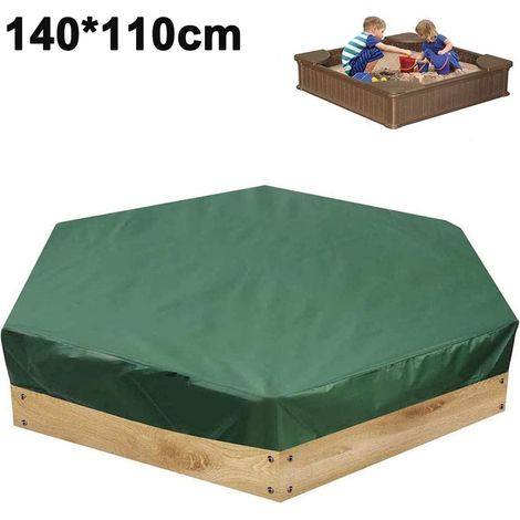 Housse pour Bac à Sable - Tissu Oxford - Carrée Hydrofuge avec Cordon - 1 Pièce - Vert (1/5)