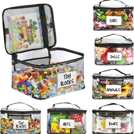 Sac de rangement LEGO 30 × 23 × 18 cm 6 pochettes de rangement en PVC transparent Boîte à jouets transparente (1/5)