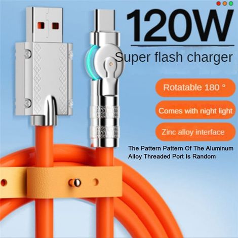Câble USB-C en silicone liquide ultra-rapide 120 W 6 A pour smartphones Pixel Bold, orange, 1,5 mètre. (1/3)