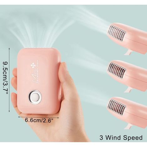 Mini-USB-Ventilator mit 3 Windstufen, wiederaufladbarer Wimperntrockner, leichter, blattloser Ventilator für Reisen, Büro und Zuhause, Pink (1/5)