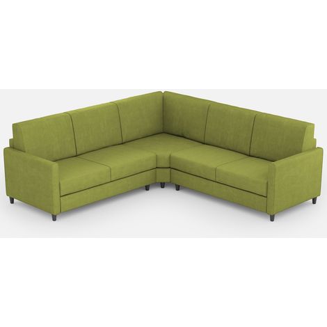 Canapé d'angle moderne italien tissu vert pistache Korane - 5 tailles 281x221 cm-Taille 281x221 cm (1/5)