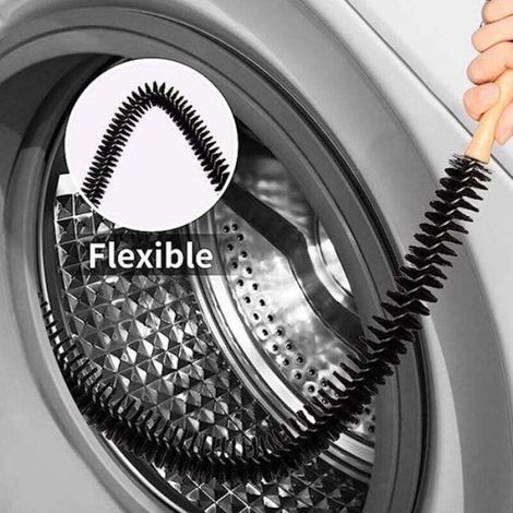 Brosse de nettoyage de radiateur - - Long manche - Poils fins doux - 70 cm - Noir - Manche en bois - Flexible (1/4)