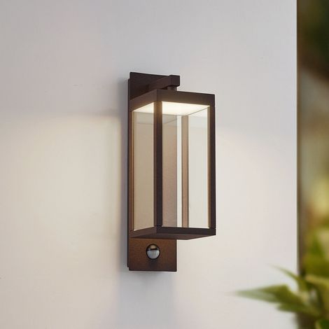 [NEUWERTIG] B-Ware Lucande Wandleuchte Außenlampe Ferdinand LED Sensor Bewegungsmelder braun rostfa (1/2)