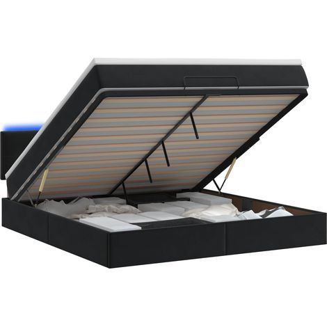 Maison Exclusive - Lit coffre avec matelas et LED Noir 140 x 200 cm Velours (1/5)
