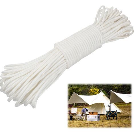 30M Corde en Nylon 6mm 8mm, Corde de Tressage de Drisse de Ligne de Drapeau Étanche, Cordelette pour Corde à Linge Voilier Jardin Camping Extérieur (6mm) (1/5)