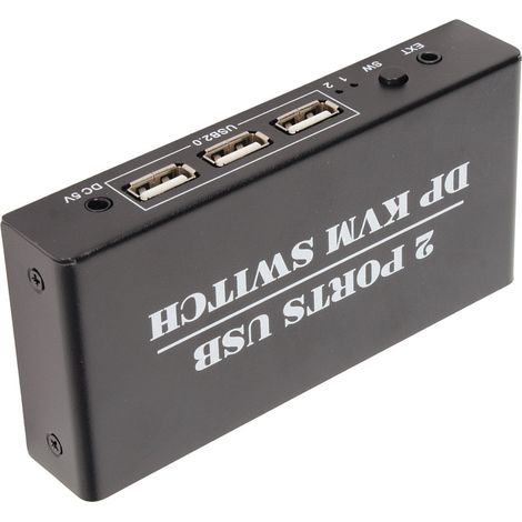Commutateur KVM DisplayPort 2 Ports 4K 60Hz Alliage Aluminium Plug & Play pour Clavier Souris 100‑240V Prise EU (1/5)
