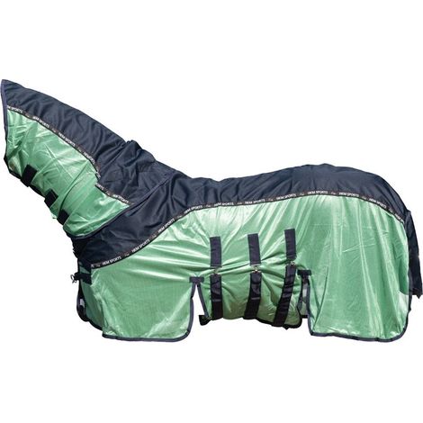 135 cm, blu e rosa: Coperta antimosche e impermeabile modello Comfort Rain con collo staccabile