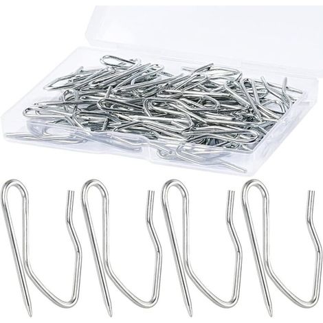 Ganci per tende, 60 pezzi, 3,2 cm, perni e ganci in metallo per tende da doccia, porte, finestre, argento e bianco (1/4)