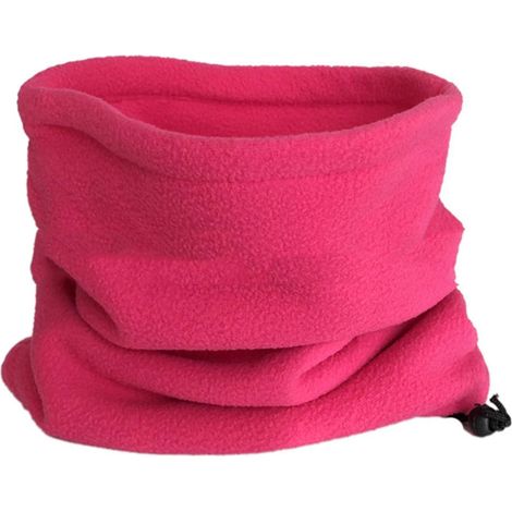 Cache-cou unisexe d'hiver en polaire douce et épaisse, couleur rose rouge, uni (1/5)