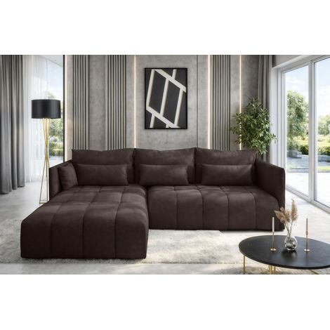AX LIVING Ecksofa Braun mit Schlaffunktion und Bettkasten Cosmova 245