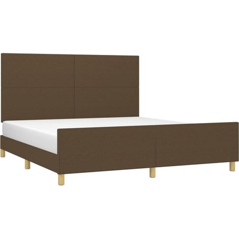 Cadre de lit sans matelas marron foncé 160x200 cm tissu vidaXL (1/5)