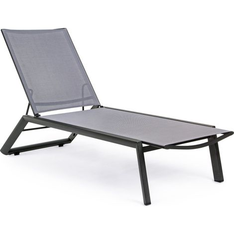 Sonnenliege "Cruise" aus lackiertem Aluminium mit Rädern, ideal für Schwimmbäder und Gärten -Anthrazit / 4-teiliger Bausatz