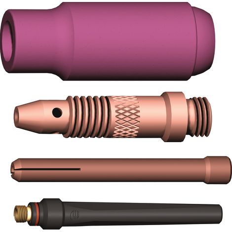 Kit di accessori TIG da 4 pezzi in scatola di plastica WE 1,6 mm