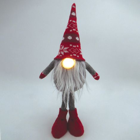Kazbo stehender LED-Weihnachtszwerg 40 cm 2xCR2032 Rot und Grau (1/2)
