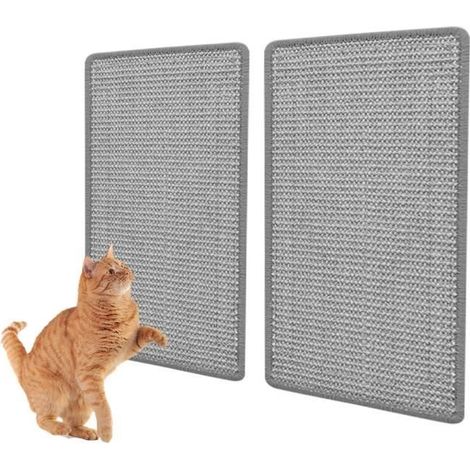 2 Pièces Tapis à gratter Chat,Griffoir Chat Tapis à Gratter en Sisal Tapis en Sisal Naturel Chats avec Ruban adhésif 50 x 25 cm-wj (1/4)