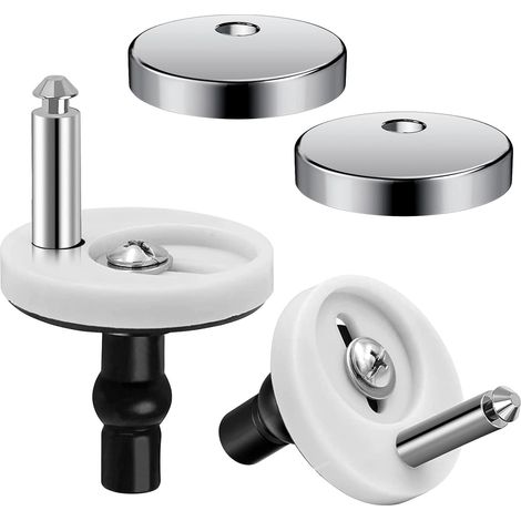 2 vis siège toilette inox avec charnières, réparation WC accessoires (1/4)