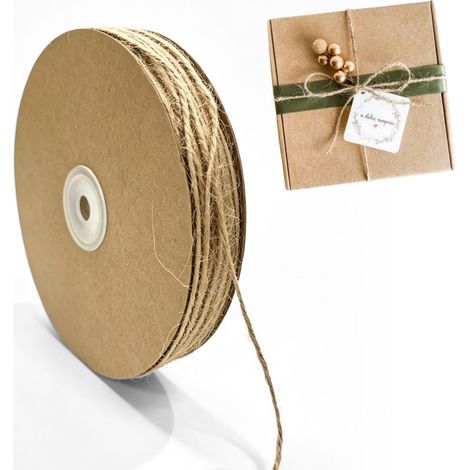 Brown Jute Twine 2 mm, 180 m, Tear-Resistant, Natural Jute Ribbon, Jute Rope for Crafts, String for DIY Projects (1/5)