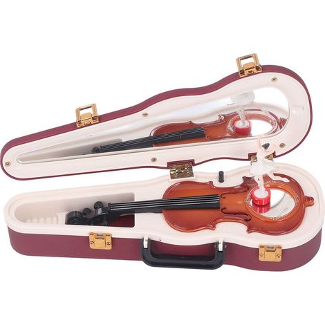 Boîte à musique violon, petite boîte à musique classique et élégante avec une danseuse rotative, rouge vin, idéale pour la décoration de bureau ou de maison. (1/5)