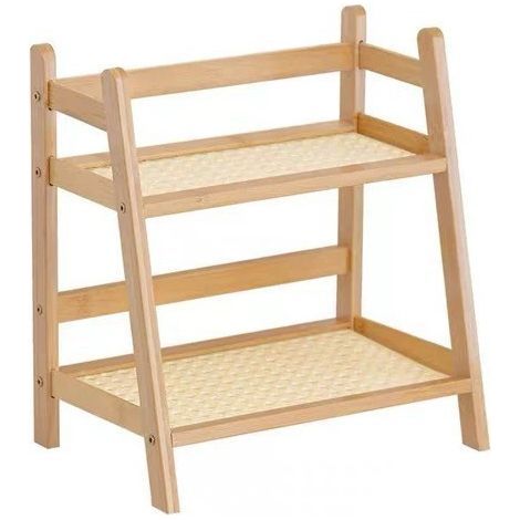 Organiseur de bureau à 2 niveaux avec séparateurs en bois et étagère à épices (1/5)