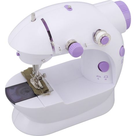 Machine à coudre portable, silencieuse et mini, avec lumière LED, idéale pour la confection de sacs à main et de rideaux (prise UE 100-240 V).