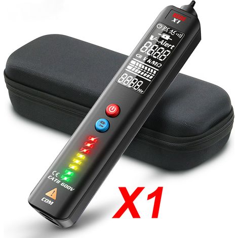 Nouveau testeur de détecteur de tension X1 X2 multimètre intelligent thermomètre infrarouge sans contact affichage EBTN fil en direct crayon de Test NCV (1/5)