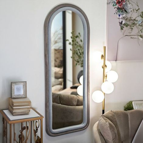 Miroir Segal, Structure Bois Noble, Tissu, 4x160h cm Gris Taupe (1/5)