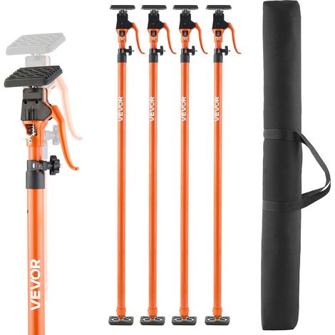 VEVOR Asta di Supporto per Martinetto, 4 Pezzi, Asta di Supporto Rapido Telescopica in Acciaio da 125-291 cm, Sistema Regolabile a 3 Mani con Capacita 90 kg per Sollevamento di Cartongesso