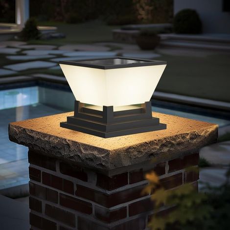 5W Borne Éclairage Extérieur Solaire Lampe de Pilier Extérieur IP65 Étanche Lampadaire Solaire 3000/4000/6000k 3000mAh Autonomie 1016H Potelet Eclairage Pour Chemin/Terrasse/Patio/Por (1/5)