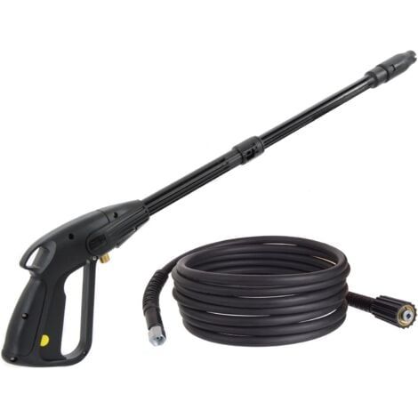 Pistola de hidrolimpiadora M22x1,5 con pasador de 14 mm y manguera de alta presión - Accesorios para hidrolimpiadoras - Boquilla ajustable - Longitud de manguera: 10 m (1/4)