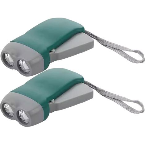 Lot De 2/4/8/10 Lampes De Poche À Manivelle, 2 Lampes De Poche À Dynamo D'urgence À LED, Auto-alimentée, Pour La Pêche, Les Voyages(Green color,Set 1)