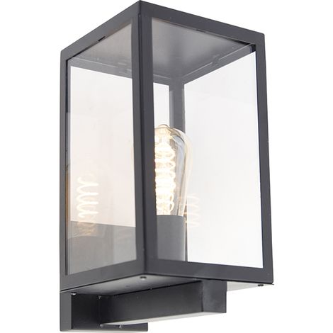 Modern Outdoor Wall Light Black with Glass 30 cm - Rotterdam (1/5)