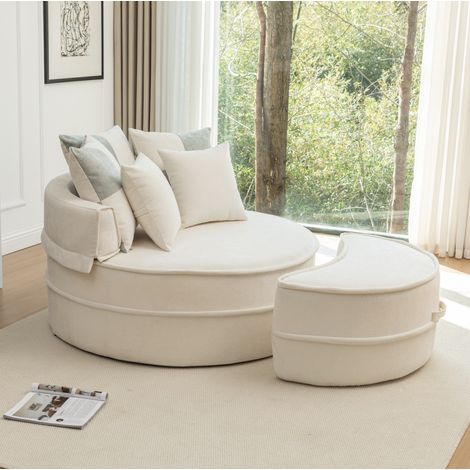 Poltrona lounge con pouf in schiuma beige 1 posto OKMYHOME (1/5)