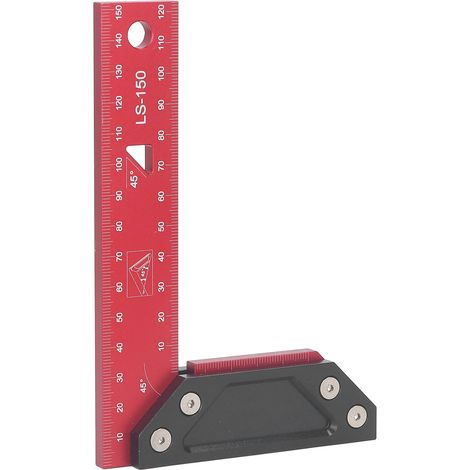 Règle d'angle double à 45 degrés de 150 mm pour le travail du bois, en L, pour la mesure et le traçage par les menuisiers (1/5)