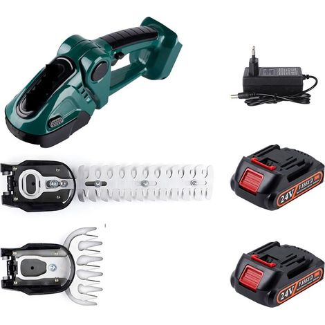 24V 2 en 1 Taille-haie électrique 20000 TR/Min Rechargeable sans Fil Haute Puissance désherbage élagage Cisaillement arbuste Tondeuse Outil de Jardin (Color : Green-2 Battery, Size : Small) (1/5)