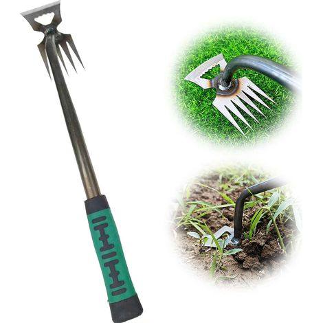 Outils de désherbage manuel de jardinage, râteau de désherbage manuel multifonctionnel (5 dents) (1/5)