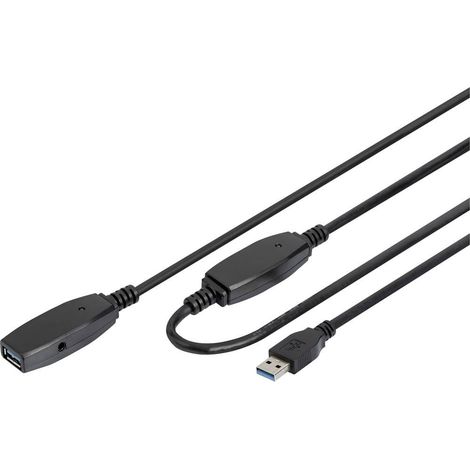Digitus Câble USB USB 3.2 Gen1 (USB 3.0) USB-A mâle, USB-A femelle 15.00 m noir blindé, blindage double DA-73106 Y258992 (1/4)