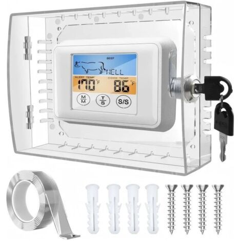 BUNTHAUS Boîtier de verrouillage pour thermostat avec clé, grand couvercle de thermostat mural avec serrure, compatible avec les thermostats de 12,7 cm (H) x 17,8 cm (L) ou moins. (1/5)