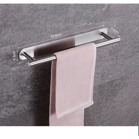 Porte-serviettes mural 40 cm - Acier inoxydable antirouille - Convient pour la salle de bain ou la cuisine - Adhésif 3M durable (1/3)