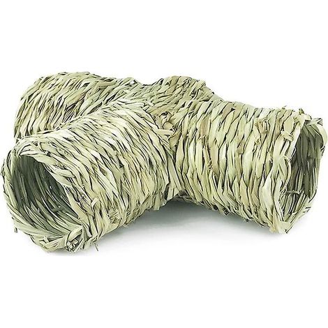 Tunnel en herbe tressée séchée naturellement, idéal pour les petits animaux : hamsters, cochons d’Inde, furets, chinchillas et hérissons. (1/5)