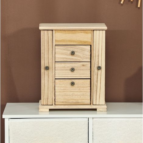 MEUBLIV portagioie in legno 26,5 x 16 x 33,5 cm marrone con specchio (1/5)