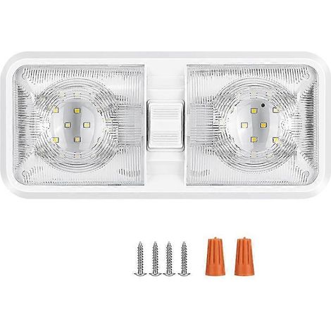 Éclairage intérieur pour camping-car, caravane, bateau ou voiture : plafonnier double dôme LED 12 V 8 W, luminosité 600 lumens. (1/5)