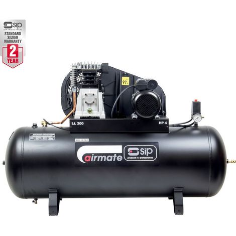 SIP PX4/200B 200ltr Belt Drive Compressor - L109 x W150 x H43 cm