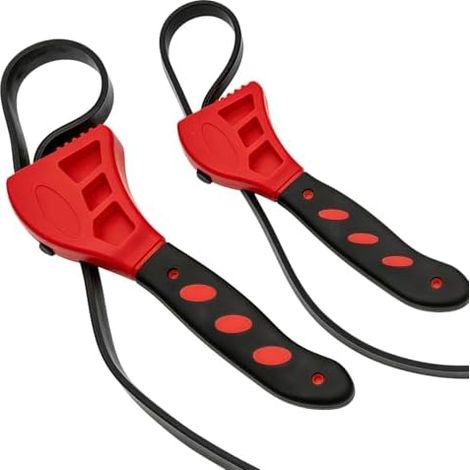 2 clés à sangle en caoutchouc, clé réglable robuste pour la plomberie, filtre huile polyvalente avec ouvre-bocaux professionnels mécanique - (1/5)