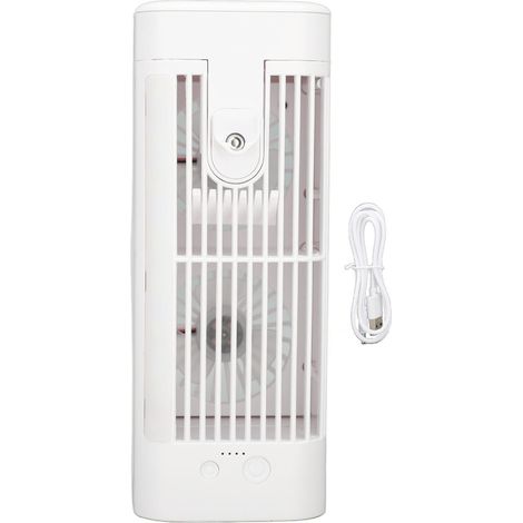 Ortviai Rafraîchisseur d'air portable avec lampe LED, double ventilateur, 3 vitesses, réservoir de 120 ml, USB