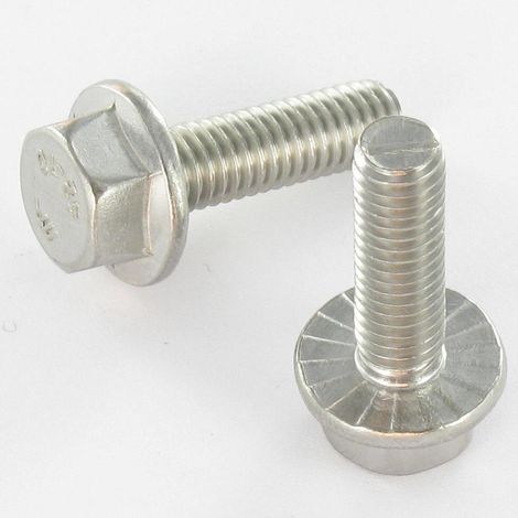 Vis métaux Tête hexagonale TH Embase collerette crantée M6X20 Inox A2-10 pièces