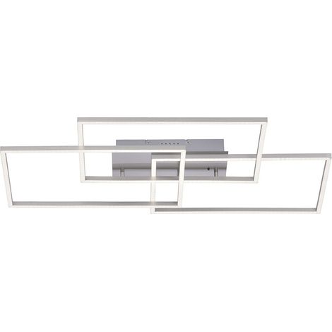 LED Deckenleuchte dimmbar Tageslichtleuchte Fernbedienung Deckenlampe Dimmer, CCT, stahlfarben, 39W 2500Lm 2700-5000K, LxBxH 82x50x7,8 cm