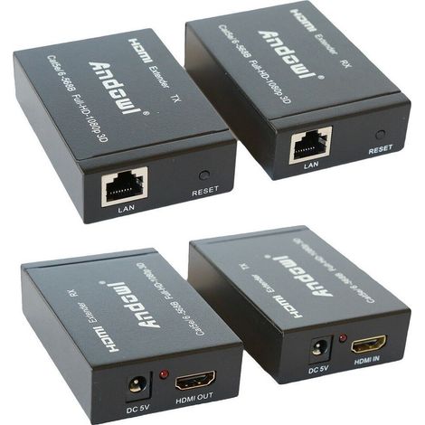 TrAdE Shop Traesio - Hdmi Extender Ethernet Cavo Di Rete Lan Over Cat5e Cat6 60 Metri Hdmi 3d 1080p - (1/4)