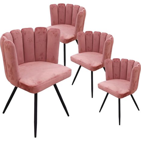 CHARLOTTE - Lot de 4 Chaises Velours Rose (1/5)